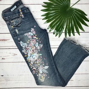 {7FAM} sz 24 Zac Posen collaboration floral jeans